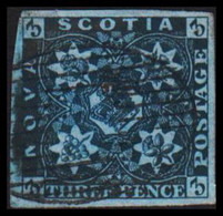 1851-1857. NOVA SCOTIA CROWN IN ORNAMENT THREE PENCE. Small Thin Spot.  - JF528313 - Covers & Documents