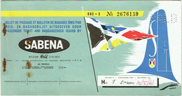 Ticket/Billet Avion. SABENA. Beirut/Brussels. 6/5/1961 - Wereld