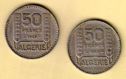 Algérie Française - 50 Francs TURIN -1949 - 2 Pièces - Algerije