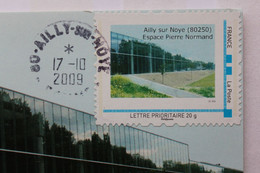 AILLY/NOYE CAD DU 17/10/2009 SUR IDT TIMBRE PERSONNALISE  ESPACE PIERRE NORMAND AILLY/NOYE LETTRE PRIO 20GR.. - Covers & Documents