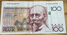 Belgium - 100 Frank Bank Note. Average, Circulated Condition. - 100 Francos