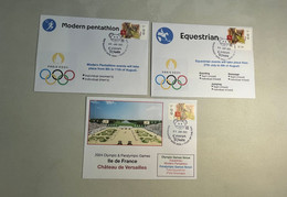 (3 N 37A) Paris 2024 Olympic Games - Olympic Venues & Sport - Versaille = Equestrian + Modern Pentathlon (3 Covers) - Eté 2024 : Paris