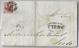 Portugal 1858 Fold Cover Sent From Santo Thirso Or Saint Thyrsus to Porto Stamp King Dom Pedro V 25 Réis - Covers & Documents