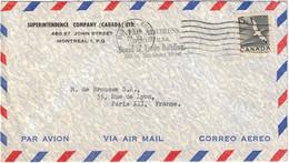 Canada - Québec - Montréal - Superintendence Company - Lettre Avion Pour Paris (France) - 22 Décembre 1958 - Lettres & Documents