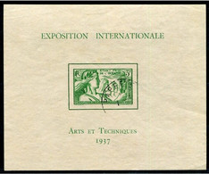 !!! OCÉANIE : BLOC N° 1 EXPO 1937 OBLITÉRATION PAPEETE - Blocks & Kleinbögen