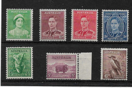 AUSTRALIA 1937 - 1949 PERF 15 X 14 Or PERF 14 X 15 VALUES TO 6d SG 180,182,184,186,188,189,190a UNMOUNTED MINT Cat £82+ - Nuovi