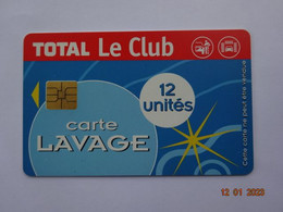 CARTE A PUCE CHIP CARD  CARTE LAVAGE AUTO TOTAL  LE CLUB  12 UNITES 400 STATIONS - Car Wash Cards