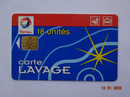 CARTE A PUCE CHIP CARD  CARTE LAVAGE AUTO TOTAL 18 UNITES 470 STATIONS - Car Wash Cards