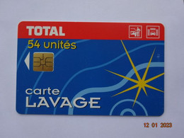 CARTE A PUCE CHIP CARD  CARTE LAVAGE AUTO TOTAL 54 UNITES 400 STATIONS - Car Wash Cards