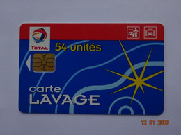 CARTE A PUCE CHIP CARD  CARTE LAVAGE AUTO TOTAL 54 UNITES 470 STATIONS - Car Wash Cards