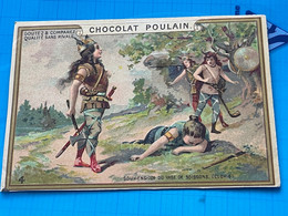 Carte Image Chromo Chocolat Poulain  - Les Mots Historique De Clovis - Souviens Toi Du Vase De Soissons - Cioccolato