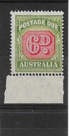 AUSTRALIA 1947 6d POSTAGE DUE SG D125 UNMOUNTED MINT Cat £25 - Postage Due