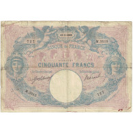 France, 50 Francs, 1909, M.3515 727, B, Fayette:14.22, KM:64e - 50 F 1889-1927 ''Bleu Et Rose''