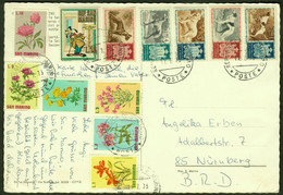 San Marino 1973 Postcard Deco Franked 12 Commemorative Stamps Real Used > Nürnberg Germany A5 - Briefe U. Dokumente