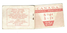 CANADA Carnet De 1962 /  8 Timbres Neufs (sur 10)  / Façiale 20 C Sur 25 Initial / YT 328 Et 331 / OFFRES OK. - Pages De Carnets