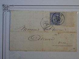 BL17 FRANCE BELLE LETTRE   1877 LYON  A  ALENCON ORNE+SAGE 25C  BORD DE FEUILLE ++AFFRANCH. PLAISANT+ + - Andere & Zonder Classificatie