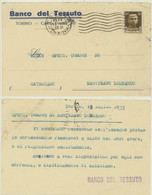 TORINO -BANCO DEL TESSUTO 1933 PIEGA ANGOLO EVIDENTE - Enseignement, Écoles Et Universités