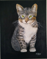 TABLEAU CHAT CHATON Peinture Acrylique Sur Toile Signé N.Petry - Acrylic Resins