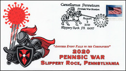 USA 2020 United States Pennsic War Slippery Rock PA, COVID-19 Vaccine Mask Virus Corona Coronavirus (**) RARE - Storia Postale