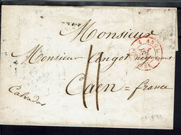 Grande-Bretagne. Pli De Hull Du 28 Décembre 1844 à Destination De Caen (Fr) Taxe Manuscrite11 Centimes. - ...-1840 Precursores