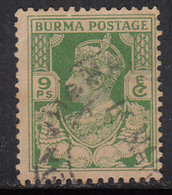 9ps Yellow Green, Used Burma 1938 - 1940, KGVI And Chinthes (Lion), SG21 - Bahrein (...-1965)