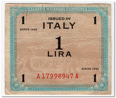 ITALY,ALLIED MILITARY CURRENCY,1 LIRE,1943,P.M10,VF+ - Occupation Alliés Seconde Guerre Mondiale
