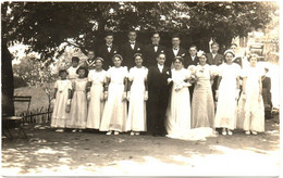 Noces : Carte-photo : Mariage De Alice Et Alfred Chanal : 1938 : Mariés Et Demoiselles D'Honneur - Marriages