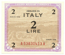 2 LIRE OCCUPAZIONE AMERICANA IN ITALIA MONOLINGUA FLC 1943 FDS-/FDS - Allied Occupation WWII