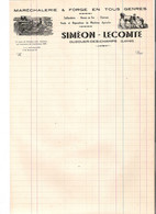 Lot De 3 Documents Facture, Enveloppe Commerciale Du Maréchal-Ferrant Siméon Lecomte à Ozouer Des Champs Loiret - Agricultura