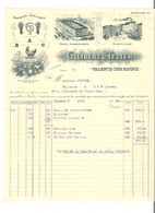 Facture Illustrée à La Poule Des Pates Alimentaires Et Semoules Gilibert & Tézier à Valence Drôme En 1929 - Food