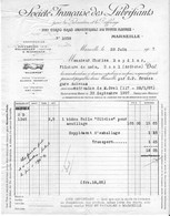 Facture Illustrée De La Société Française De Lubrifiants Fabrication Et Raffinage à Marseille En 1907 - 1900 – 1949