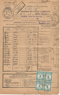 PM20/ France P.T.T. Bordereau Des Valeurs à Recouvrer TP Taxe 1 F(4) Obl Houdain 24/7/1933 Déposé à Paris - Briefe U. Dokumente