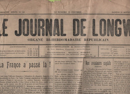 LE JOURNAL DE LONGWY 22 09 1928 - SYRIE - AVIATEURS AEROPOSTALE CAPTIFS MAROC ESPAGNOL - ECLAIREURS DE FRANCE - COSNES . - Informations Générales