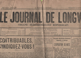 LE JOURNAL DE LONGWY 26 09 1928 - CONTRIBUABLES - EXPOSITION DE METZ - ECLAIREURS DE FRANCE - VILLERUPT - RAMON NOVARRO - Informations Générales