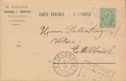 Luxembourg M. KAYSER Dampfsäge U. Hobelwerke TETTINGEN Ambulant Bahnpost RUMELANGE - NOERTZANGE 1901 ETTELBRÜCK - 1895 Adolfo De Perfíl