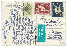 Yugoslavia 1955 Nice Airmail Dubrovnik Picture Postcard To Czechoslovakia 1.yu.65 - Poste Aérienne