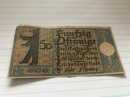 Banknote Notgeld Stadtkassenschein Berlin 5 Friedrichshain 50 Pfennig 1920 - Unclassified