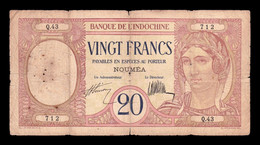 Nueva Caledonia New Caledonie 20 Francs ND (1929) Pick 37a Bc F - Nouméa (New Caledonia 1873-1985)
