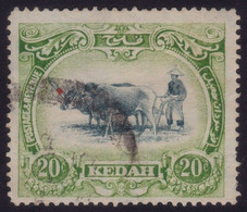 KEDAH 1921 20c Oxen&Plow Wmk.MSCA Sc#35 USED @N340 - Kedah