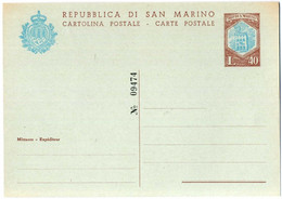 1966 SAN MARINO Intero C37 (II Tiratura) NUOVO - Interi Postali