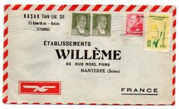 TURQUIE-- 1956--Lettre De ISTANBUL  Pour NANTERRE-92 (France) .....timbres Sur Lettre ....cachet - Covers & Documents