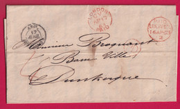 LETTRE DE LIVERPOOL ANGLETERRE VIA LONDON 1863 POUR DUNKERQUE NORD LETTRE COVER - ...-1840 Precursores