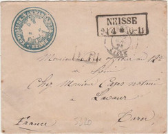 GUERRE DE 1870 - Marque Du Camp De NEISSE (Allemagne) Sur Lettre Pour La FRANCE - Oorlog 1870