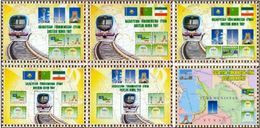 Turkmenistan 2014, Railway Line Of Kazakhstan-Turkmenistan, Trains, 6 Blocks - Turkmenistan