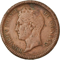 Monnaie, Monaco, Honore V, Decime, 1838, Monaco, TB+, Cuivre, Gadoury:105 - 1819-1922 Honoré V, Charles III, Albert I