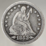 Etats-Unis / USA, Liberté Assise / Seated Liberty, 1/4 Dollar, 1853, Argent (Silver), TTB (EF), KM#78 - 1838-1891: Seated Liberty (Liberté Assise)