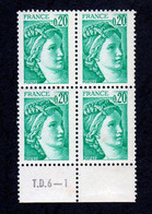 Bloc De 4 Valeurs - Sabine De Gandon 0,20 - 1977-1981 Sabine Of Gandon