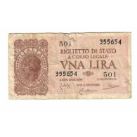 Billet, Italie, 1 Lira, 1944, 1944-11-23, KM:29b, B - Regno D'Italia – 1 Lire