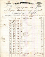 FACTURE.69.LYON.PRODUITS CHIMIQUES.DROGUERIE POUR TEINTURE.ARMAND MICHEL 3 & 5 PLACE SAINT VINCENT.1850. - Chemist's (drugstore) & Perfumery