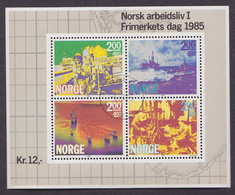 NORVEGE Y&T BLOC - FEUILLET 5 JOURNEE DU TIMBRE INDUSTRIES PETROLIERES 1985 OBLITERE - Blocchi & Foglietti